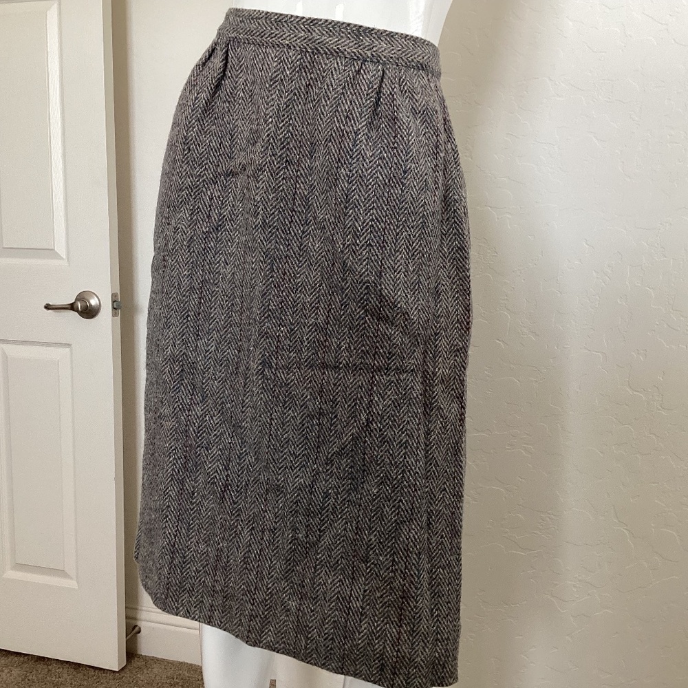 Eje vintage wool skirt, sz 10, herringbone, pencil skirt, functional pockets